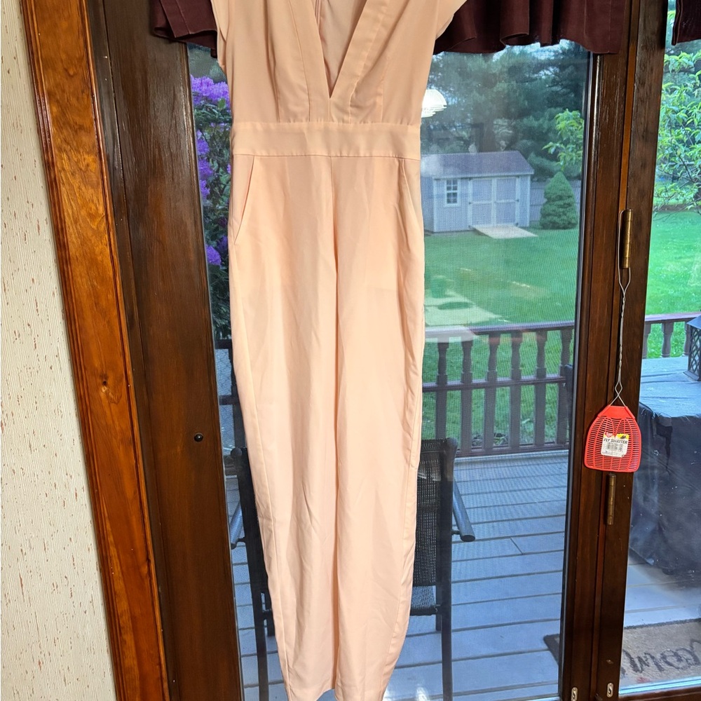 Bebe Pink V-Neck Jumpsuit